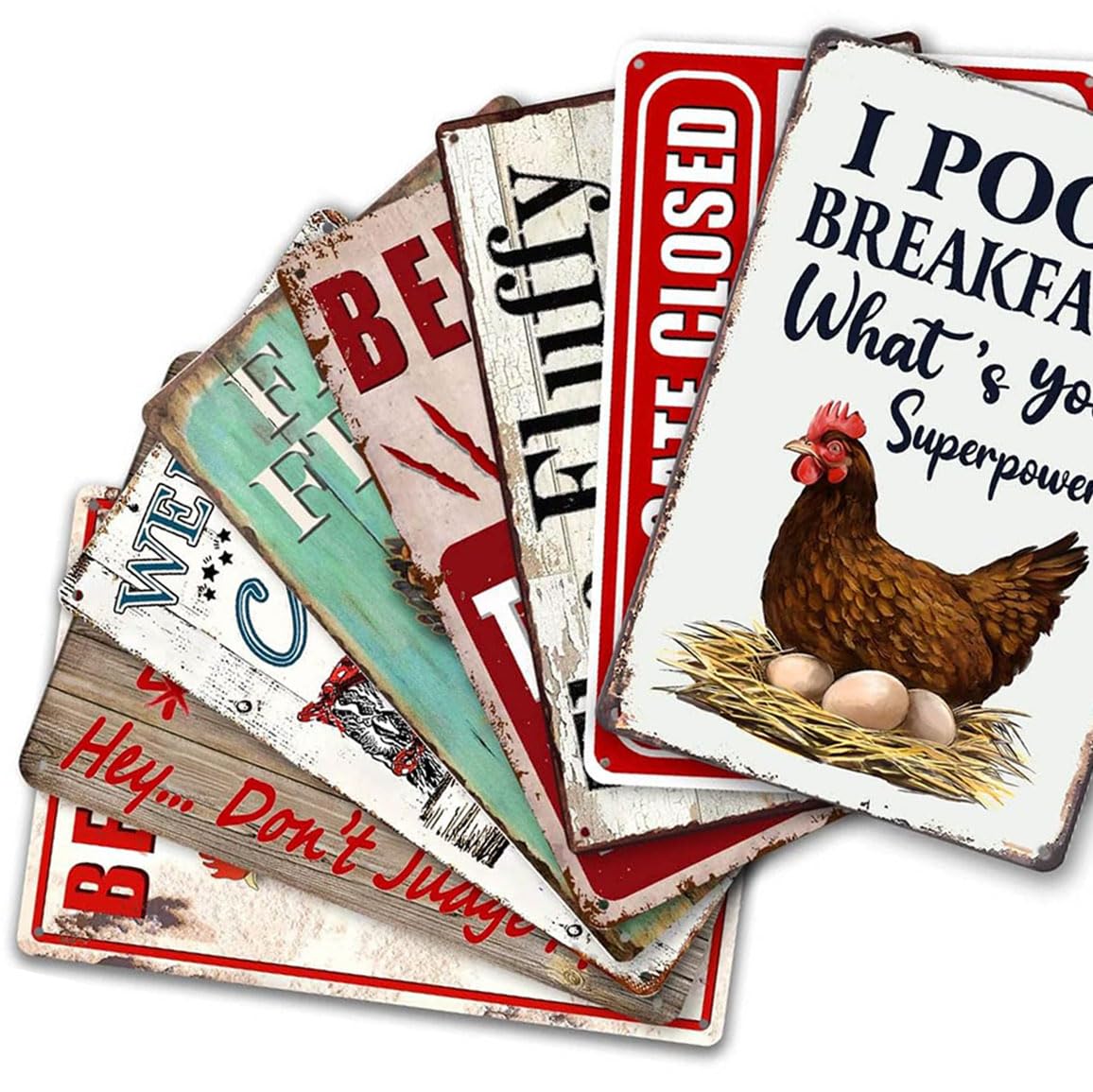 Ynjzk vintage metal tin sign resists weather and keeps coop personality alive.