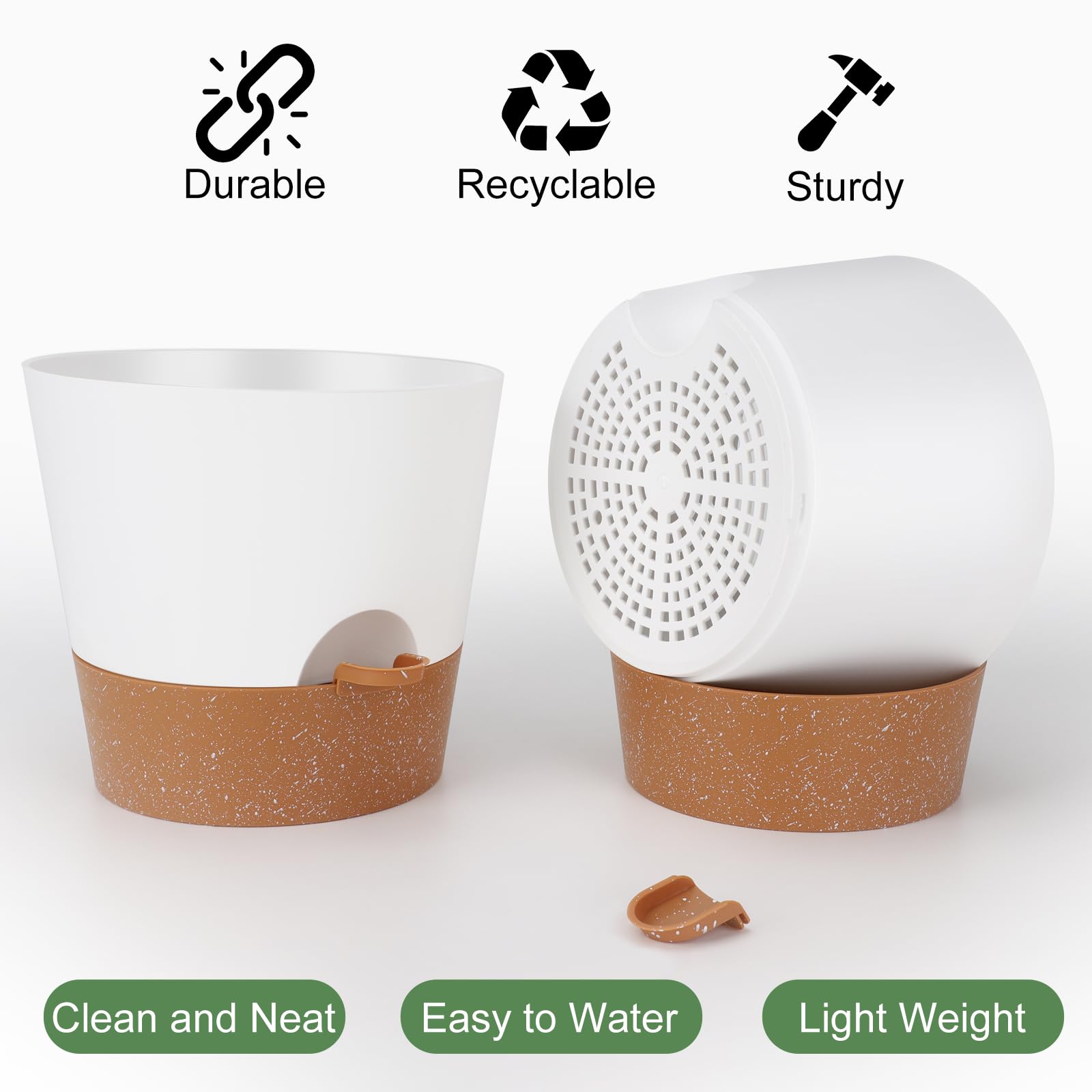 YNNICO 10-inch pot with drainage holes promotes healthy root air circulation.