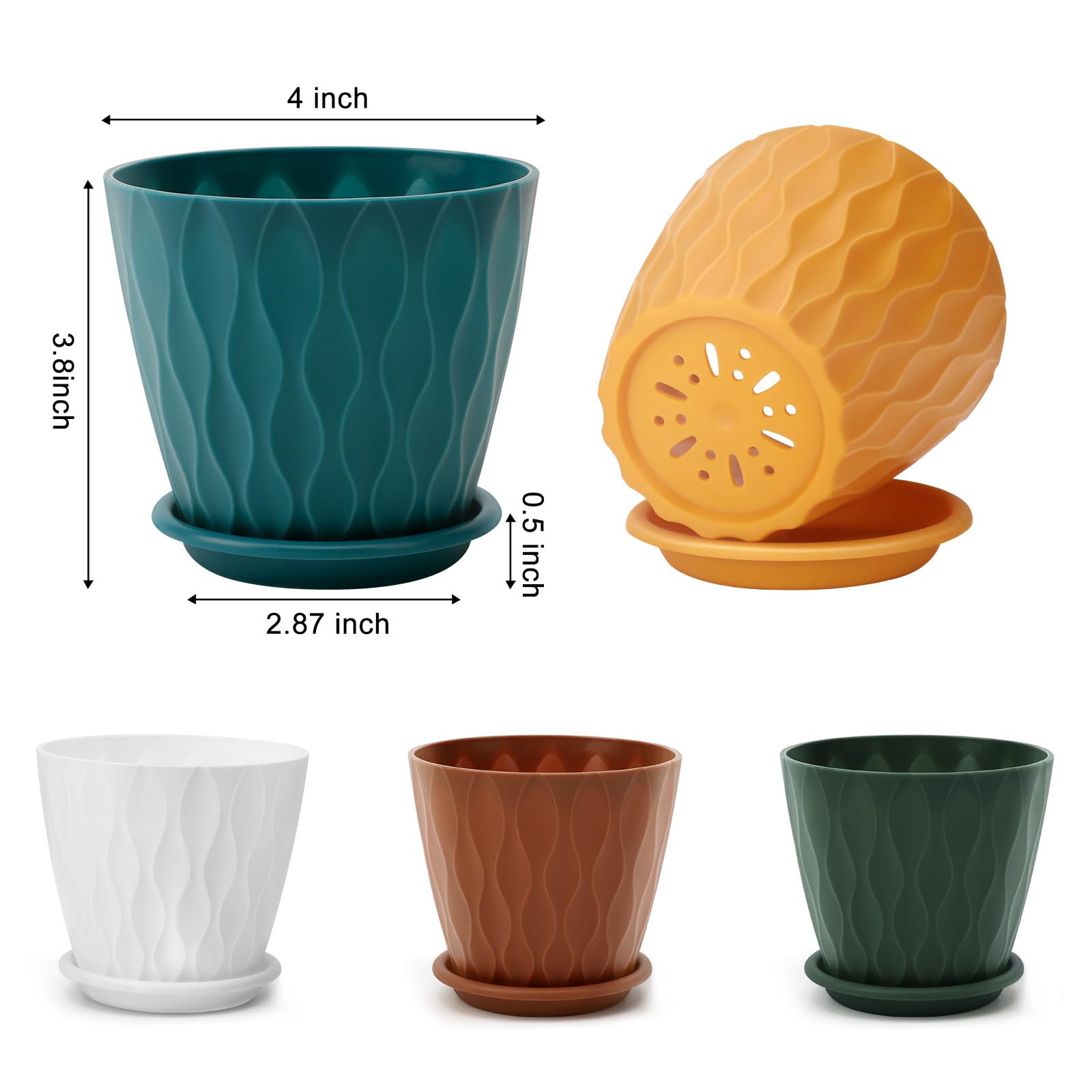 YNNICO 4-inch plant pot with tray saucer to keep spills tidy