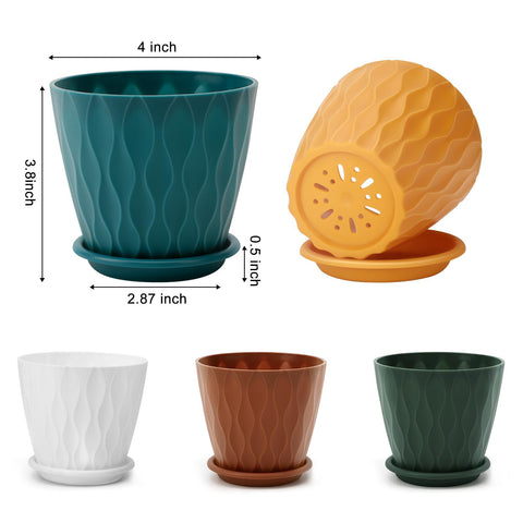 YNNICO 4-inch plant pot with tray saucer to keep spills tidy