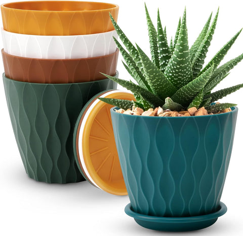 YNNICO 6-inch plant pot in multicolor with drainage holes for indoor use.