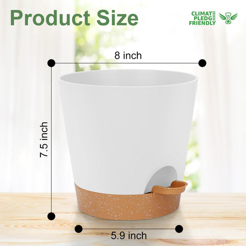 YNNICO 8-inch durable recyclable plastic planter for indoor or outdoor use