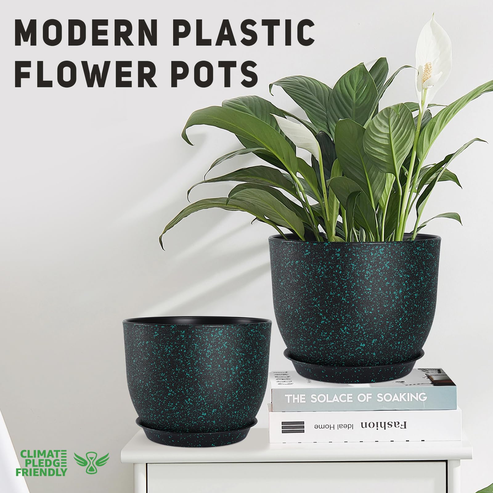 YNNICO planter with built-in tray and bottom reservoir for easy watering