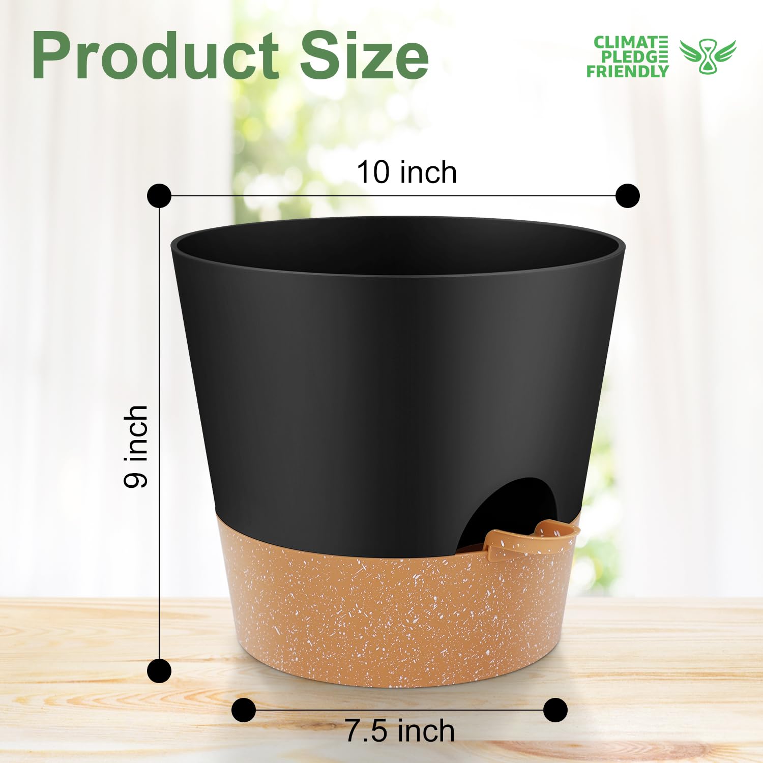YNNICO durable plastic 10-inch planter, lightweight and recyclable material.