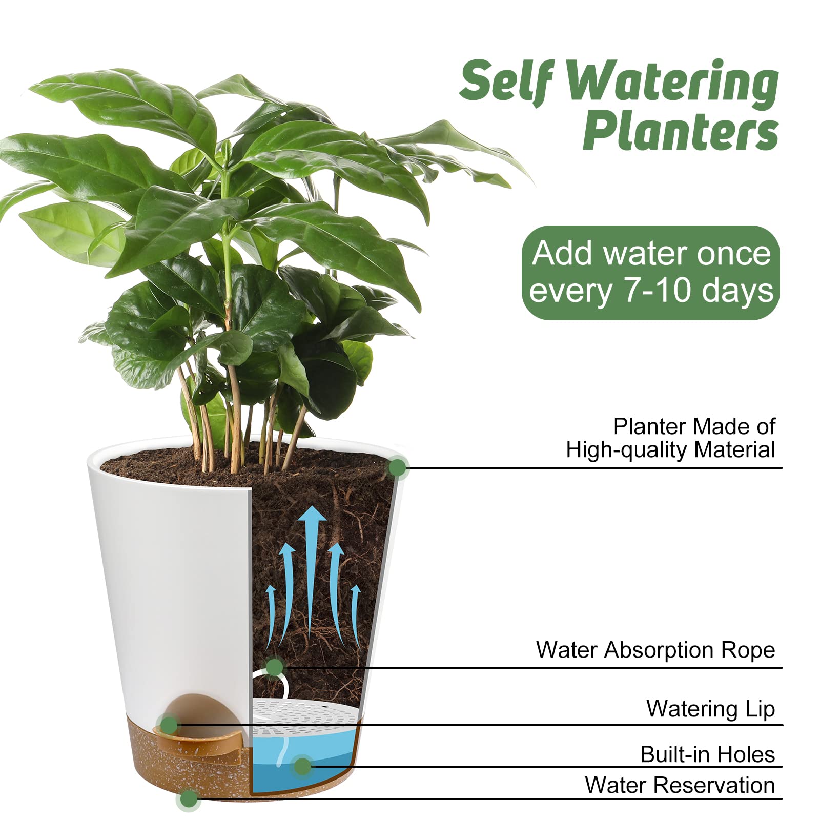YNNICO 5.5-inch white planter in a compact desk setup.