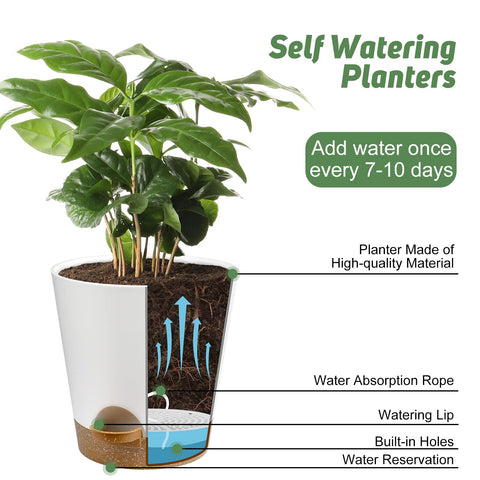 YNNICO 5.5-inch white planter in a compact desk setup.