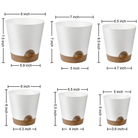 YNNICO 6-inch white planter showing built-in saucer for spill containment.