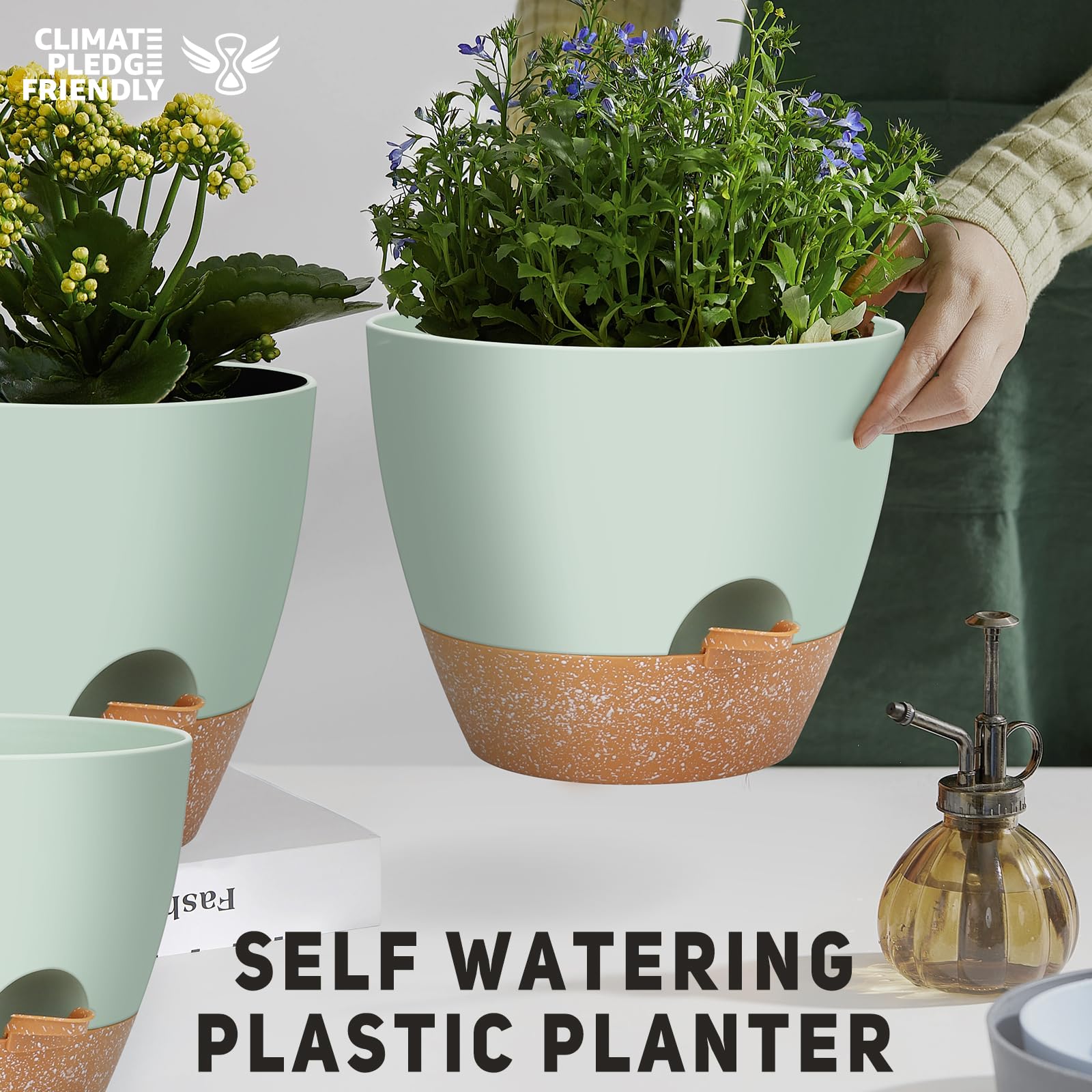 YNNICO indoor window sill garden with stylish self-watering planters.