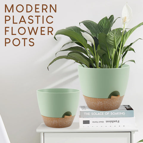 YNNICO matte-finish plastic planter complements modern home decor.