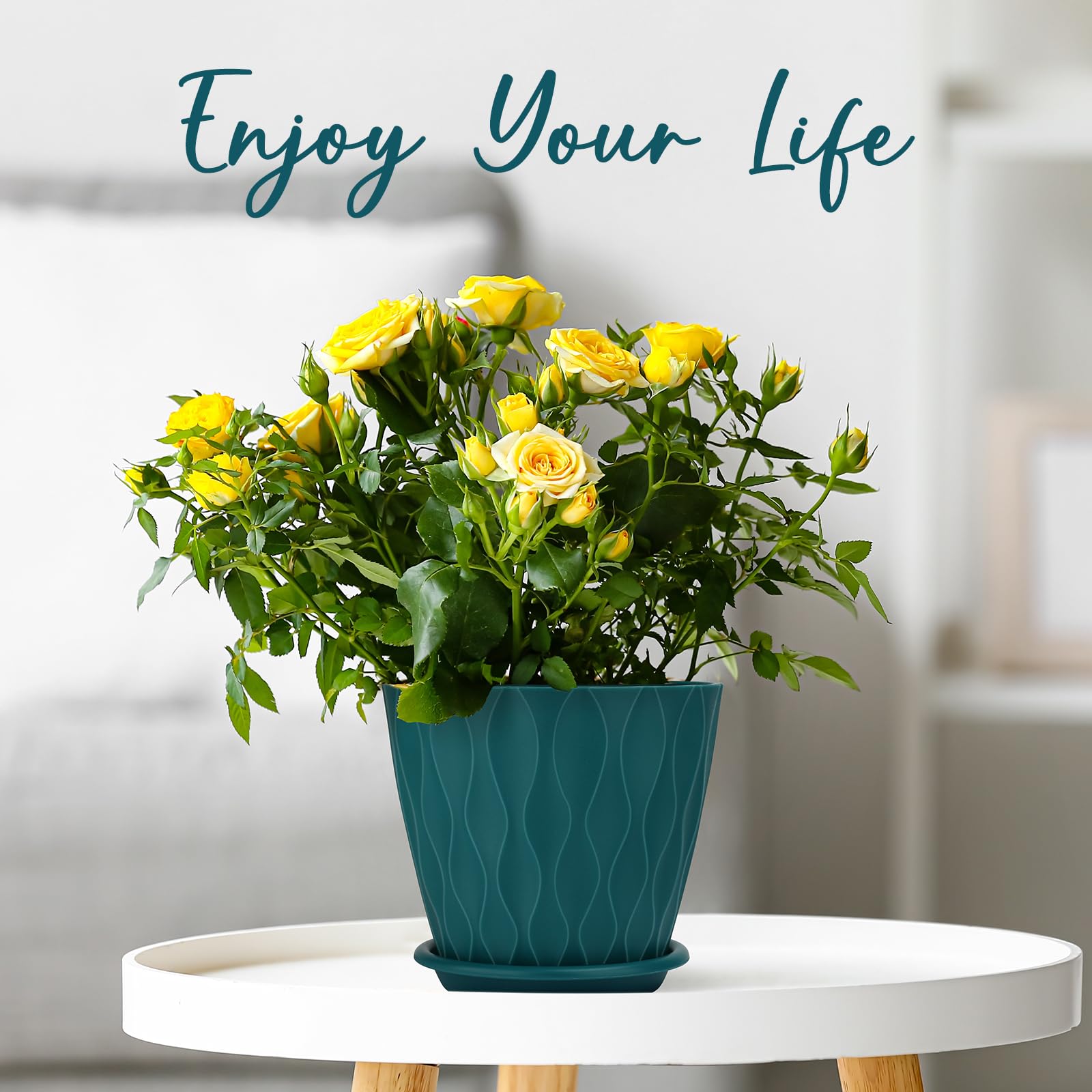 YNNICO modern minimalist planter adds a stylish blue accent to any space.