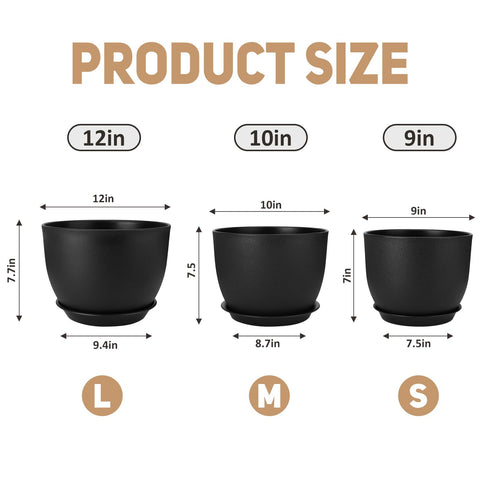 YNNICO 10-inch plant pot with deep reservoir for easy bottom and top watering