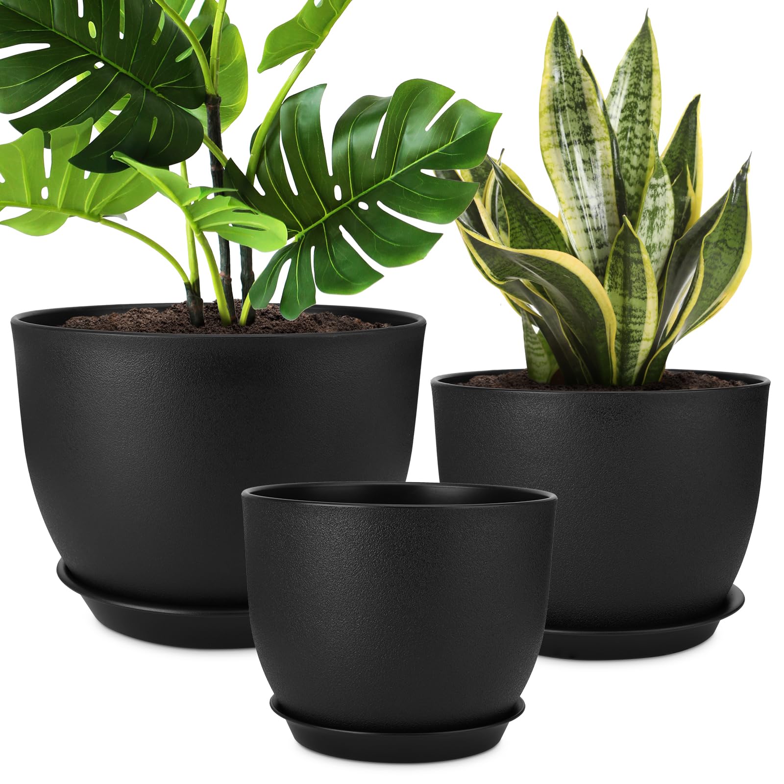 YNNICO 12-inch plant pot with deep reservoir for effortless vacation watering
