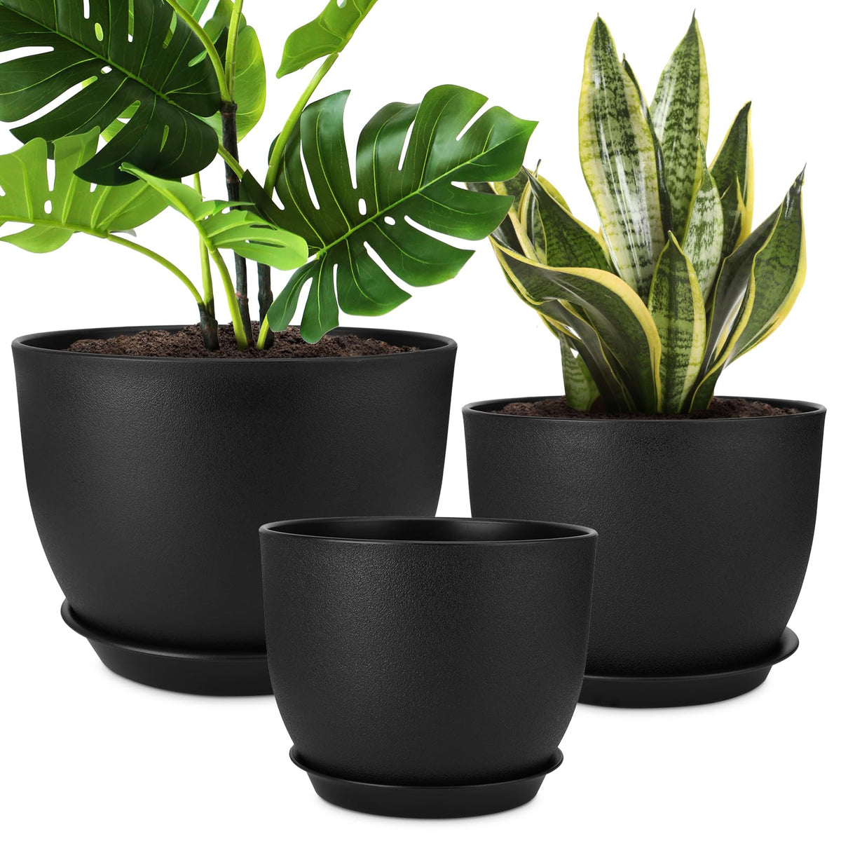 YNNICO 12-inch plant pot with deep reservoir for effortless vacation watering
