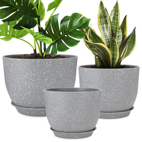 YNNICO 12-inch plant pot with deep reservoir for easy vacation watering.