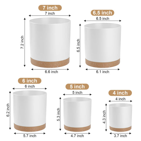YNNICO 6.5-inch white matte plant pot with saucer for mess-free watering.