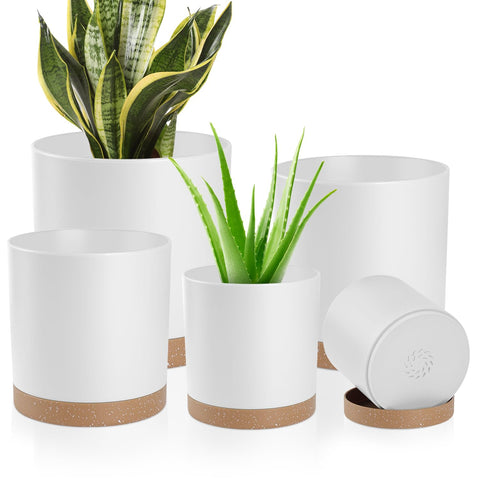 YNNICO plant pot 7-inch white matte with drainage holes for healthy roots.