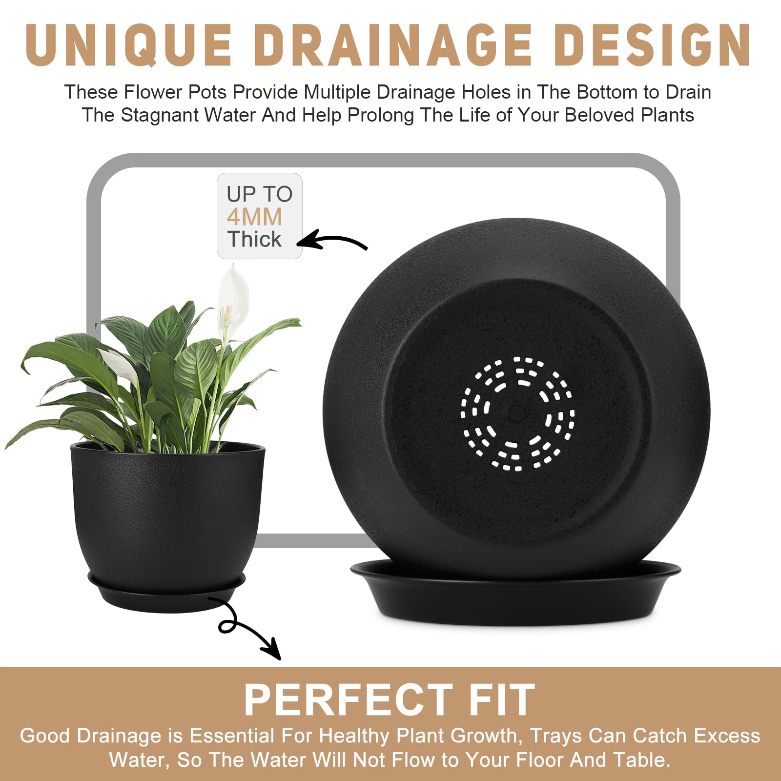 YNNICO 9-inch plant pot with deep reservoir supports thriving root growth