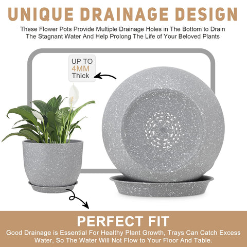 YNNICO 9-inch gray pot with matte finish for modern decor.