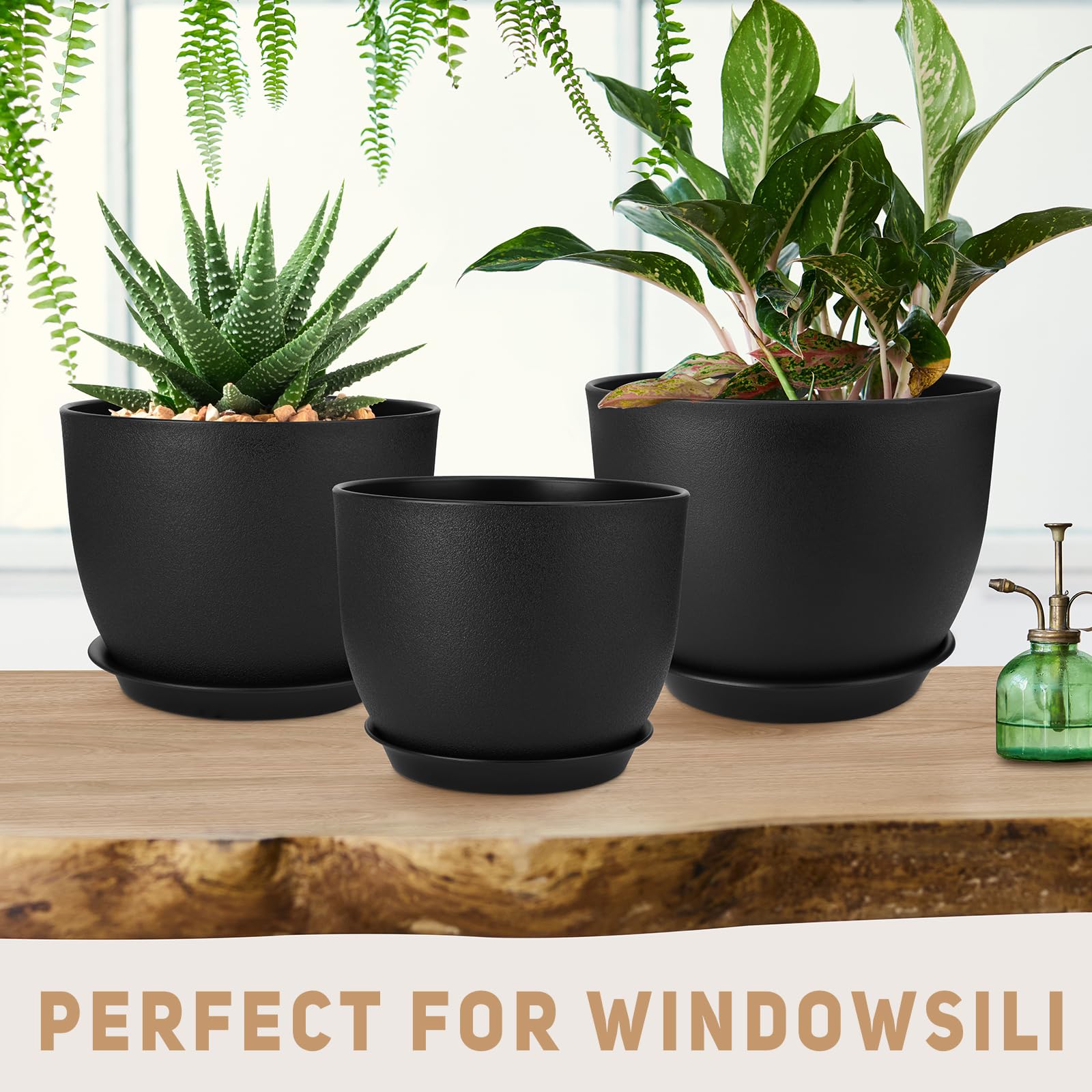 YNNICO plant pot with built-in trays for tidy bottom watering