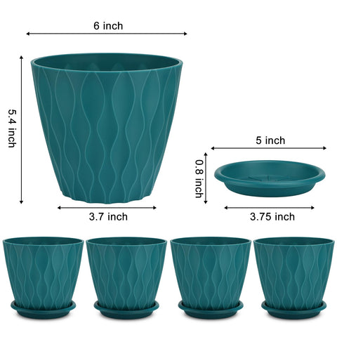 YNNICO blue planter with tray for easy water management.