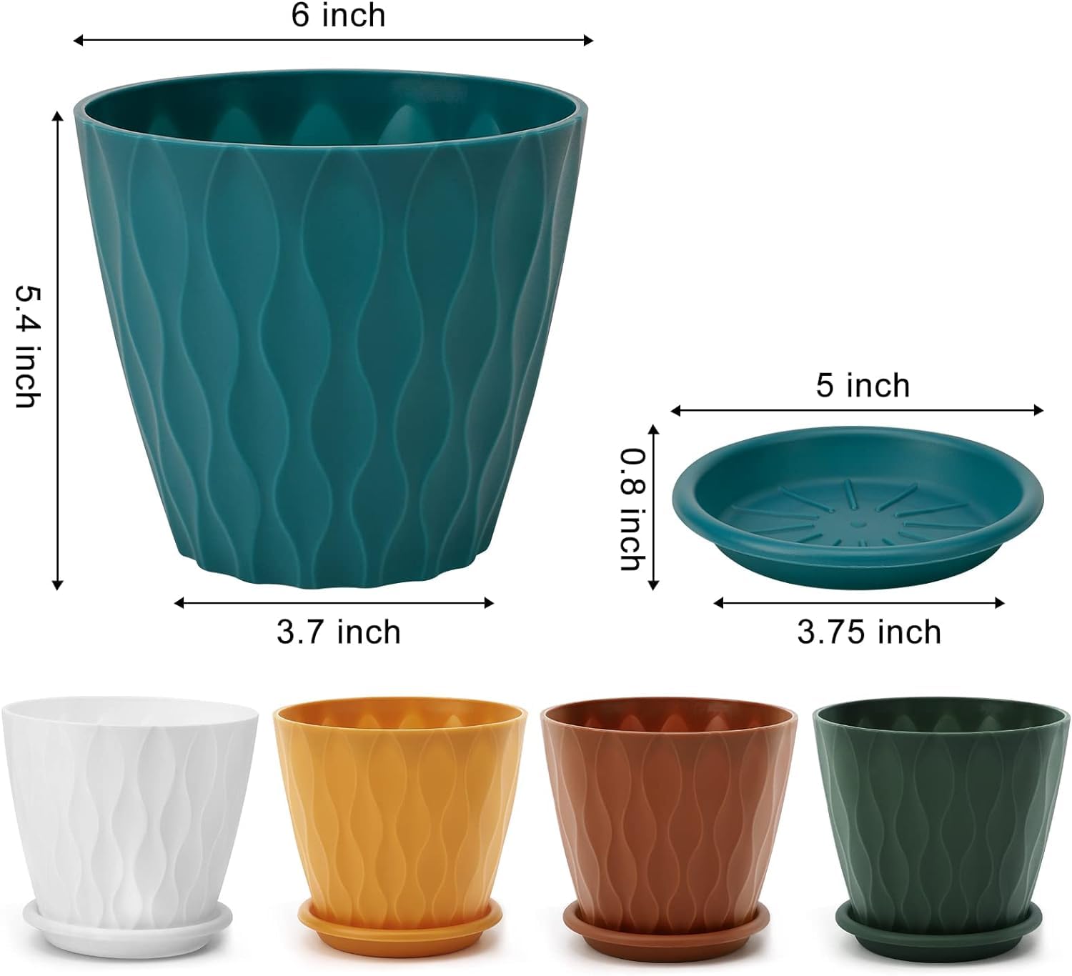 YNNICO plant pot with tray saucer in multicolor for easy overflow cleanup.