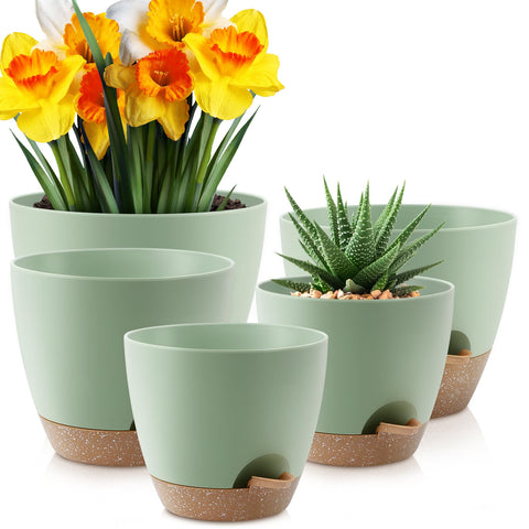 YNNICO plant pots 10-inch top view with drainage promotes healthy roots.