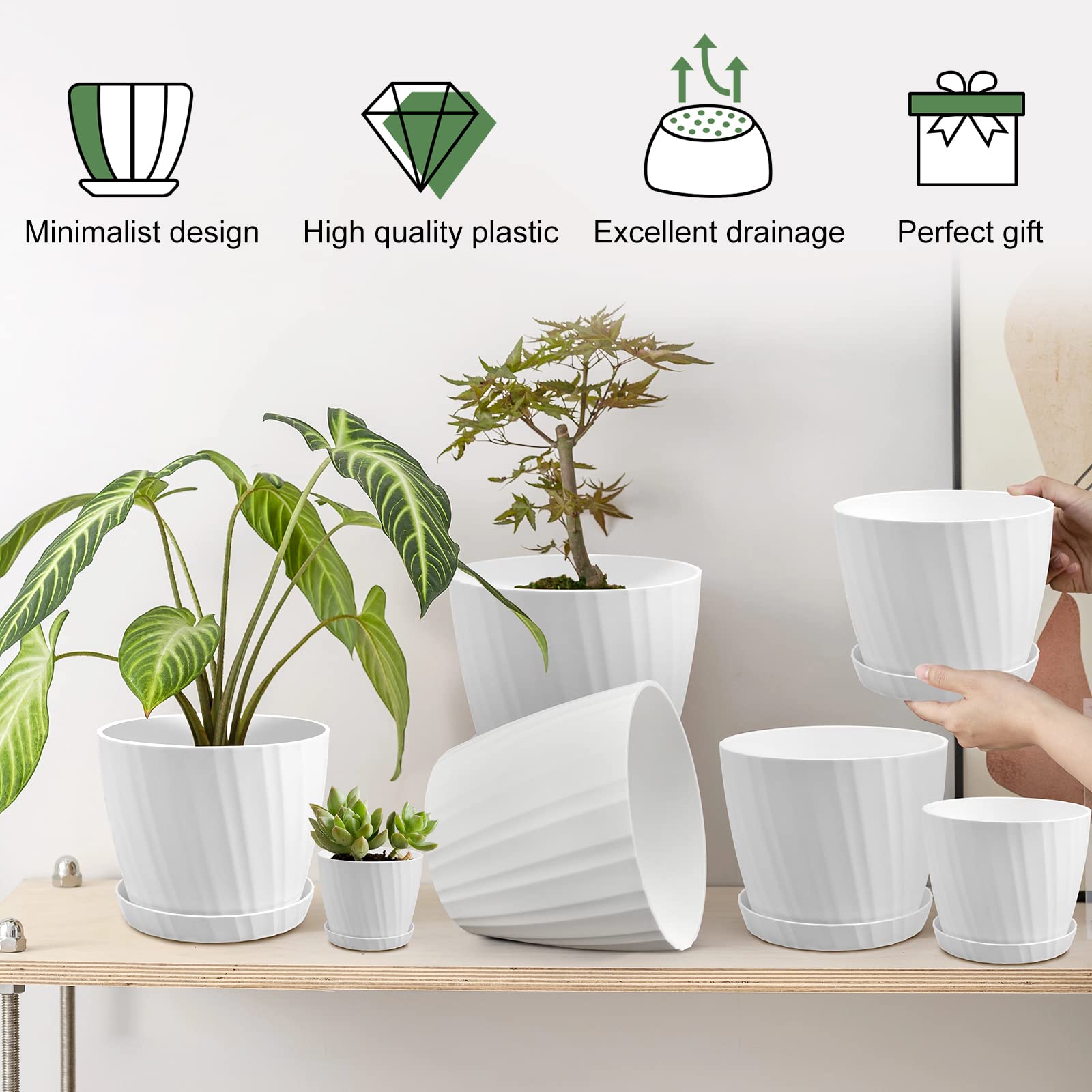 YNNICO 4.5-inch white pot with holes, keeps soil aerated for small plants.