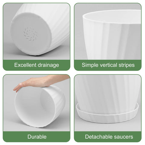 YNNICO 7-inch white planter pot with drainage holes, perfect for desk greens.