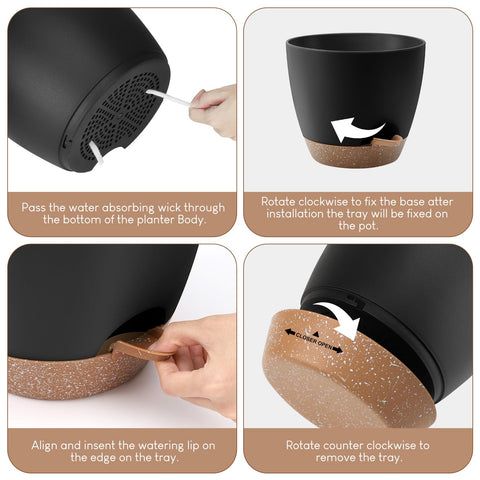 YNNICO 8-inch black pot with drainage holes promoting healthy root ventilation.