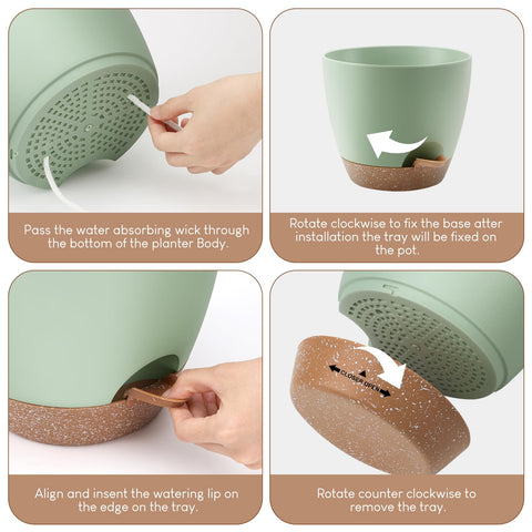 YNNICO plant pots 8-inch deep reservoir supports longer watering intervals.