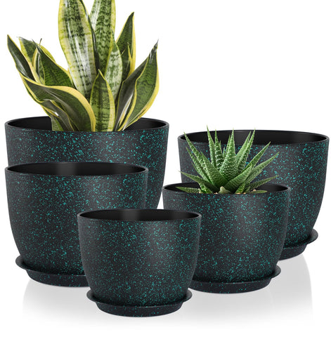 YNNICO plant pots set five with deep reservoir for versatile planting
