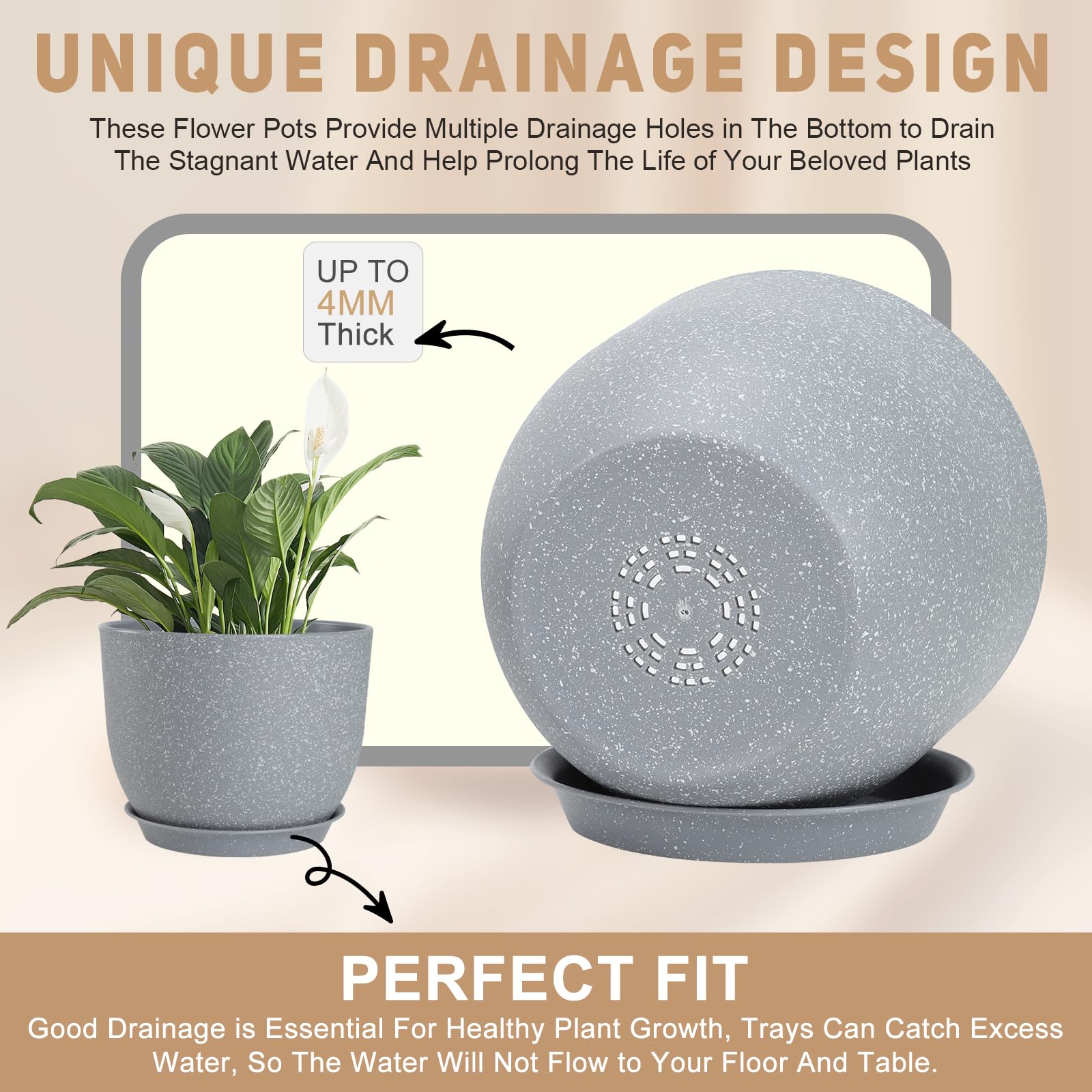 YNNICO plastic planter lightweight and sturdy with matte finish