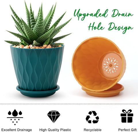 YNNICO sturdy polypropylene plant pot 6-inch close-up.