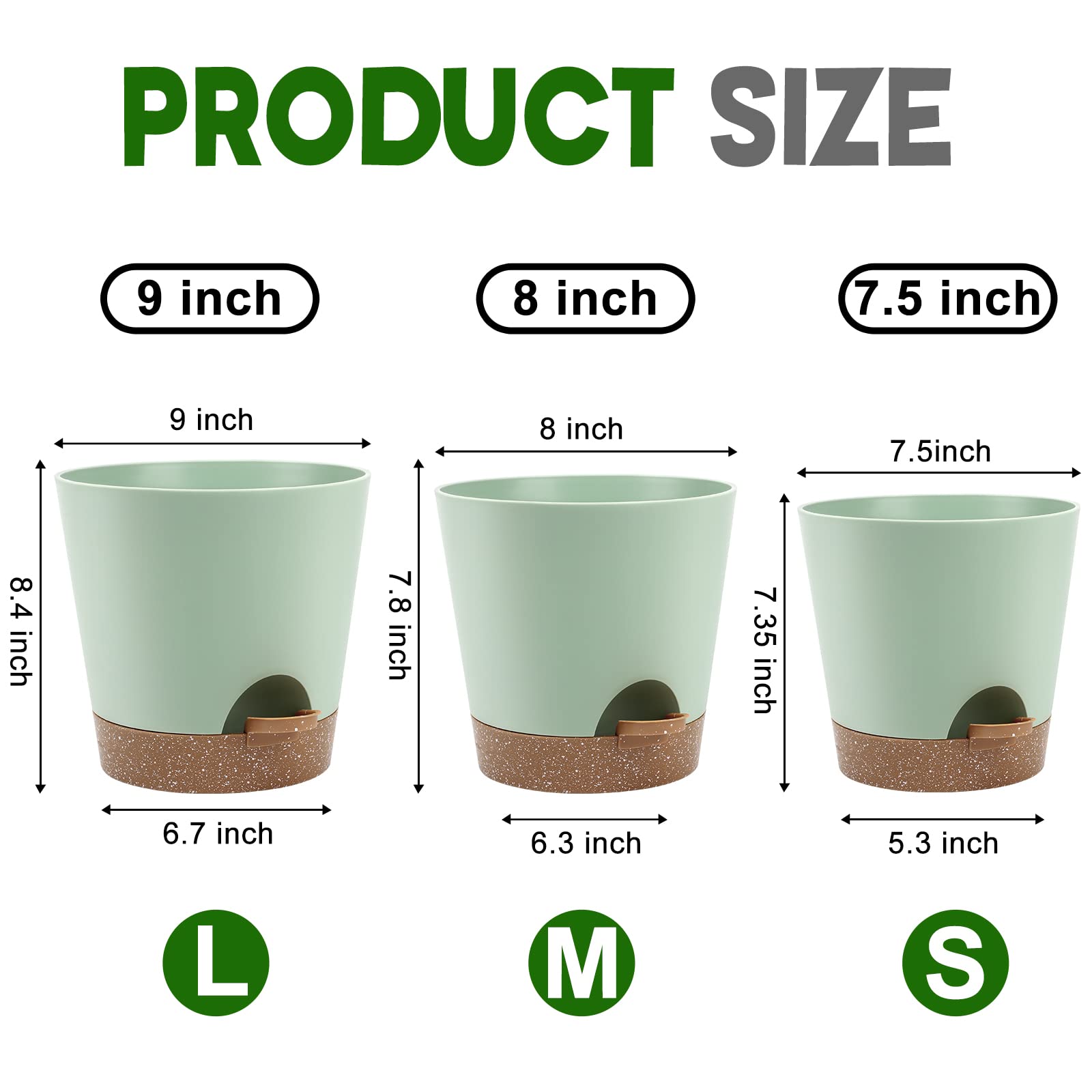 YNNICO self-watering planter with drainage holes and saucers for healthy root air circulation