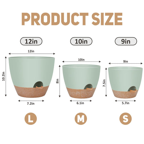 YNNICO 10-inch self-watering pot with durable, lightweight plastic.