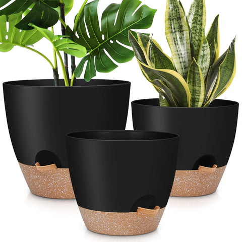 YNNICO 12-inch self-watering pot full view promotes healthy roots with built-in drainage and reservoir
