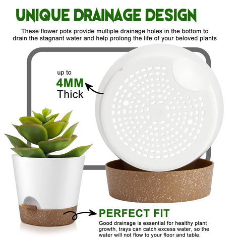 YNNICO Snow 7.5-inch self-watering pot suitable for windowsill herbs
