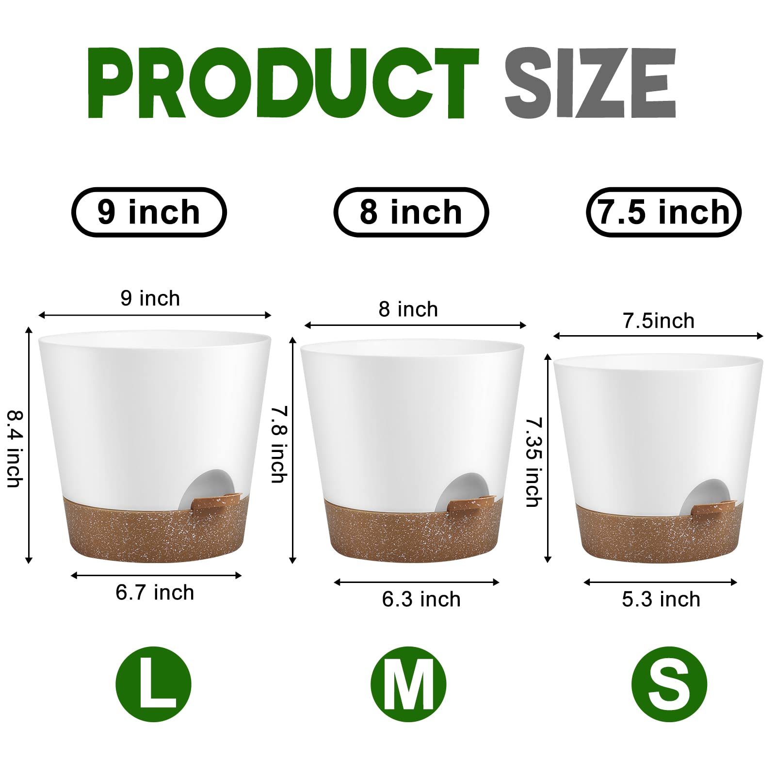YNNICO Snow 8-inch self-watering pot ideal for desk plants and compact spaces