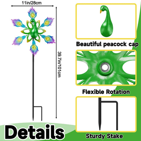 YOADEHOA Metal wind spinner blades close-up highlights durable finish.