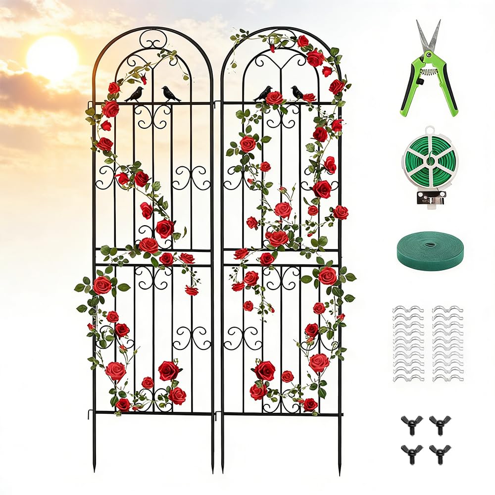 YOBAZAN two-pack trellis assembly shows fast setup for busy gardeners