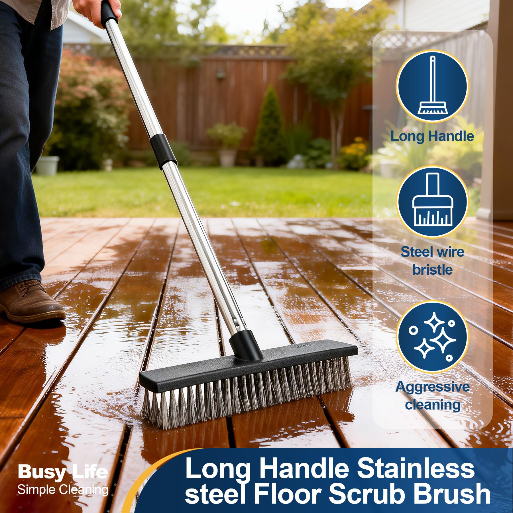 Yocada ergonomic 45-degree brush head eases corner cleaning.