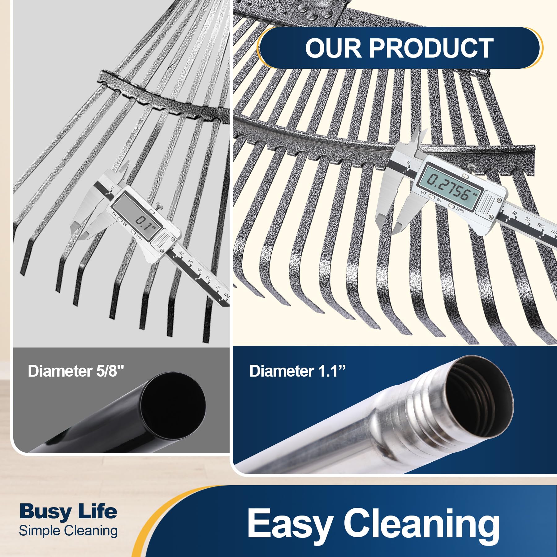 Yocada rake ergonomic angle design reduces effort during use