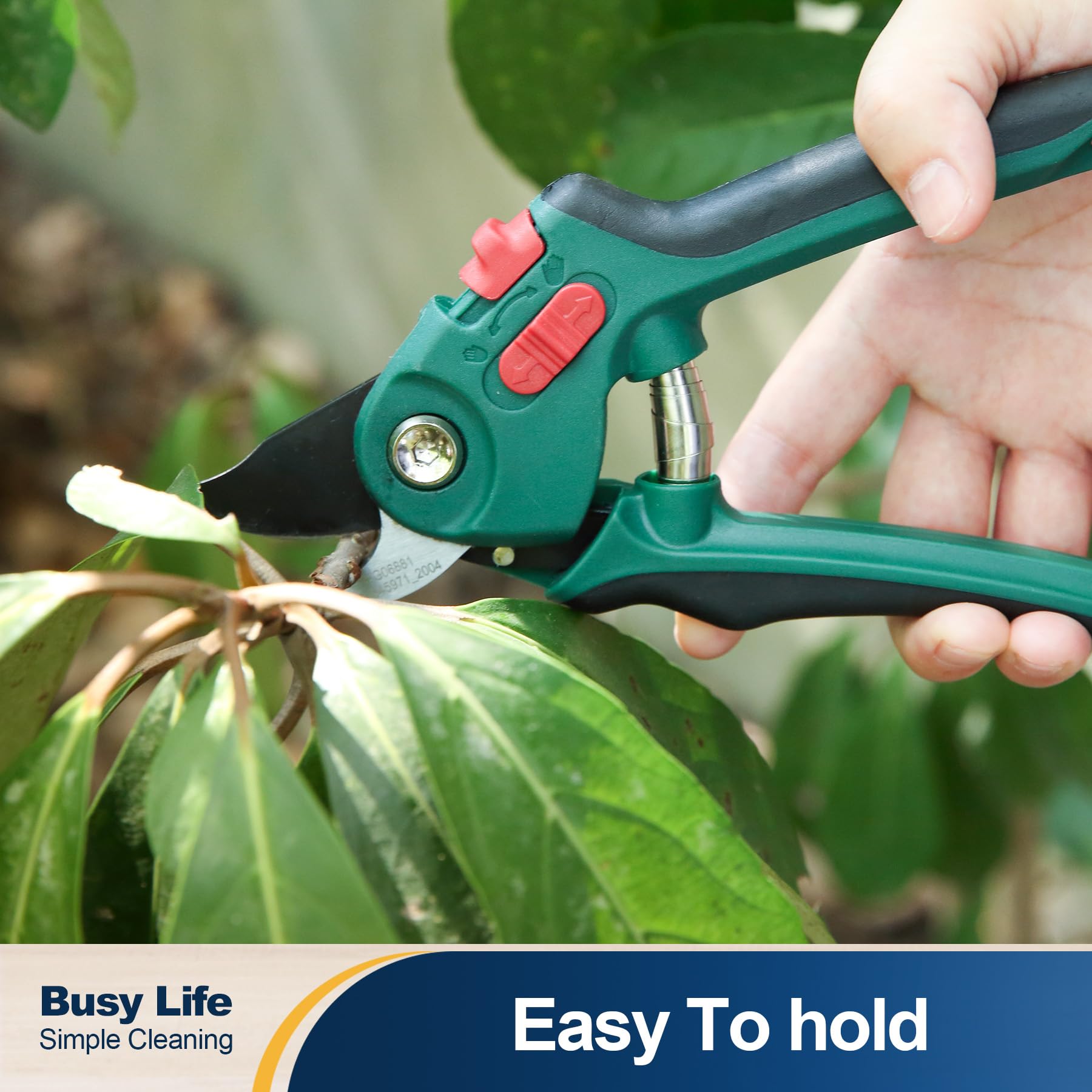 Yocada Garden Pruning Shears 2 Pack sturdy PP-TPR handles grip securely during use.