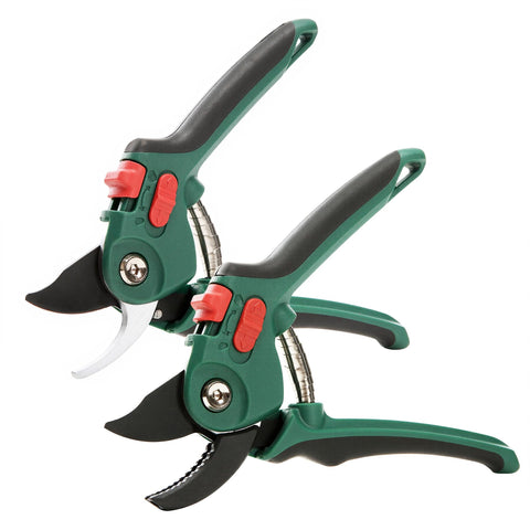 Yocada Garden Pruning Shears 2 Pack with ergonomic handles for comfortable trimming.