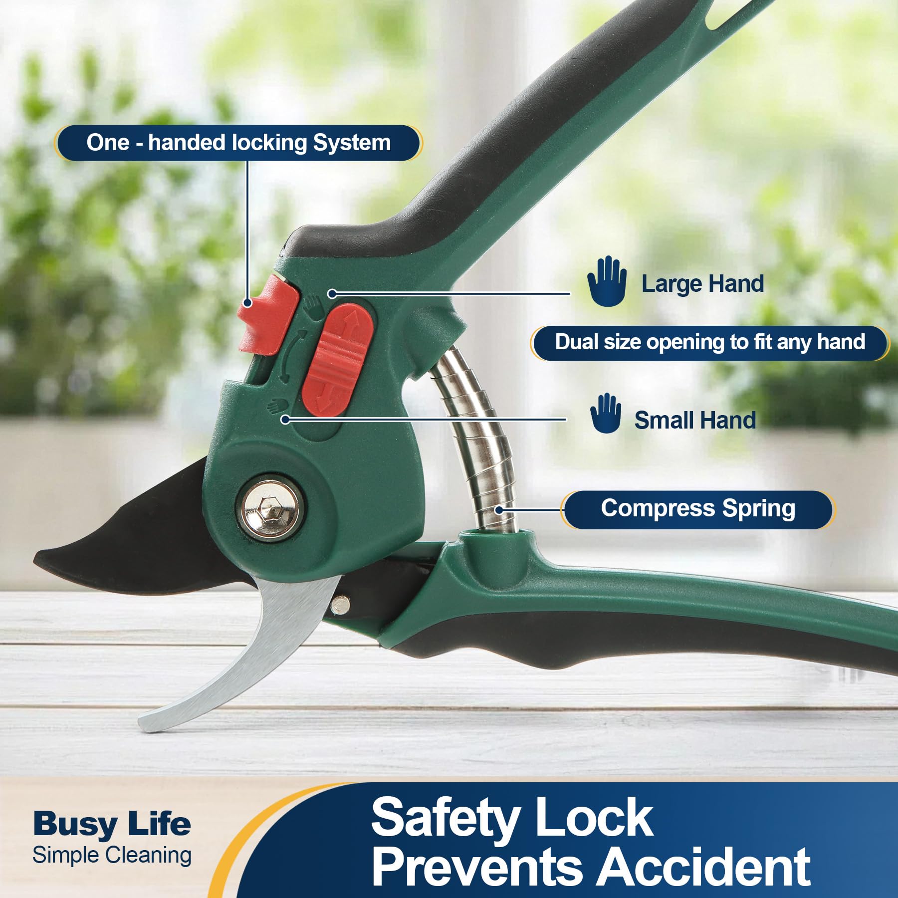Yocada Garden Pruning Shears 2 Pack one-handed design enables easy trimming for small hands.
