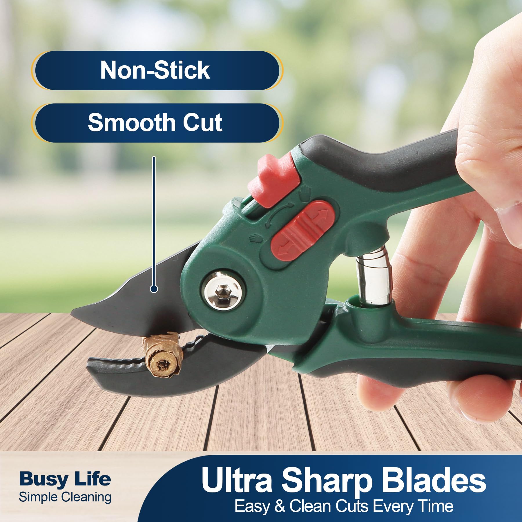 Yocada Garden Pruning Shears 2 Pack wide-branch cutting handles thicker stems.