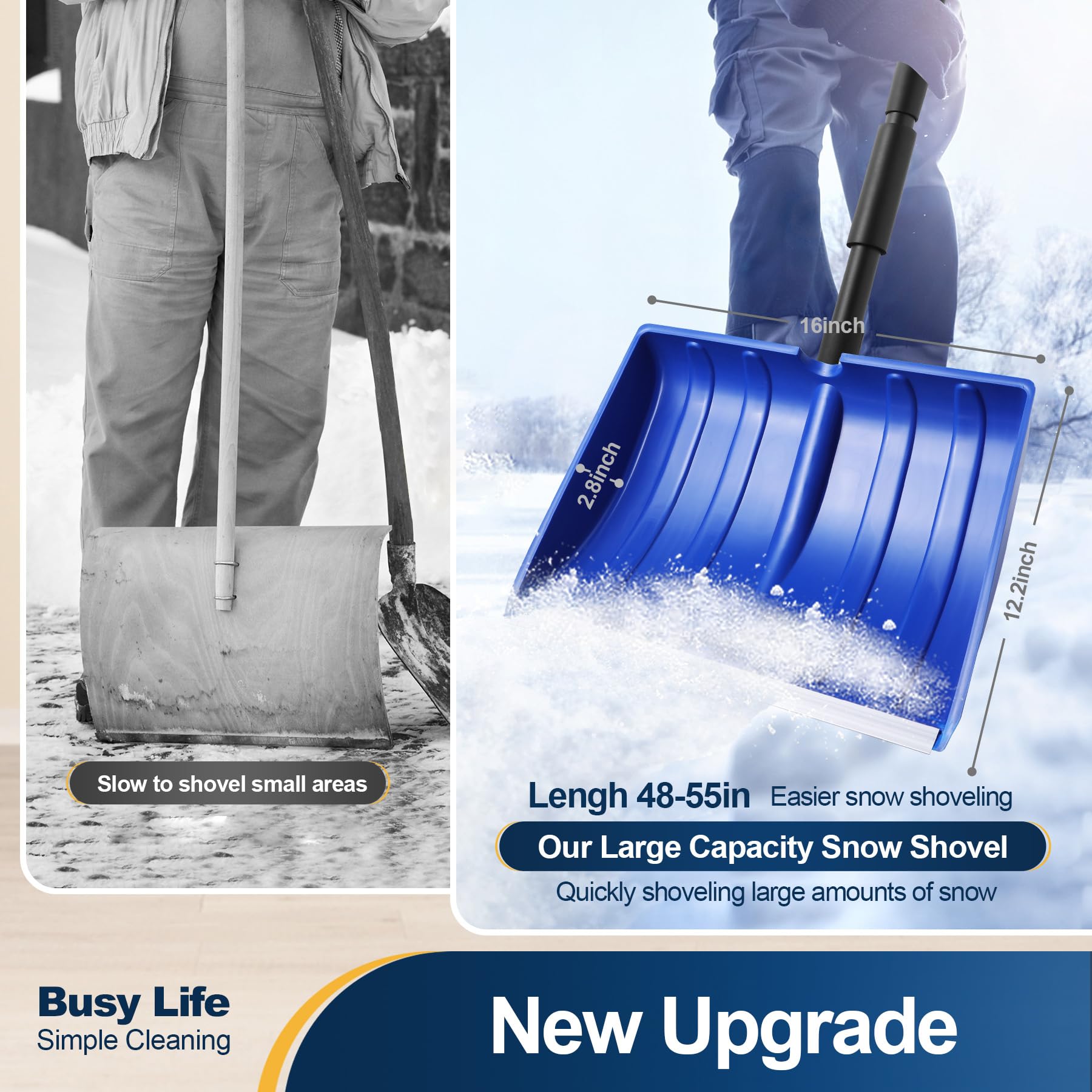 Yocada snow shovel aluminum wear strips reduce friction on ice and hard snow