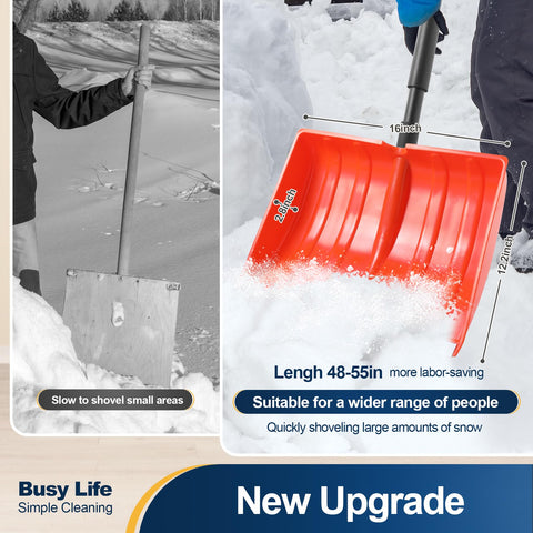 Aluminum wear strips on Yocada shovel for smoother snow removal.
