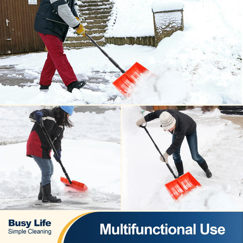 Yocada snow shovel showing easy-assembly features for winter prep.