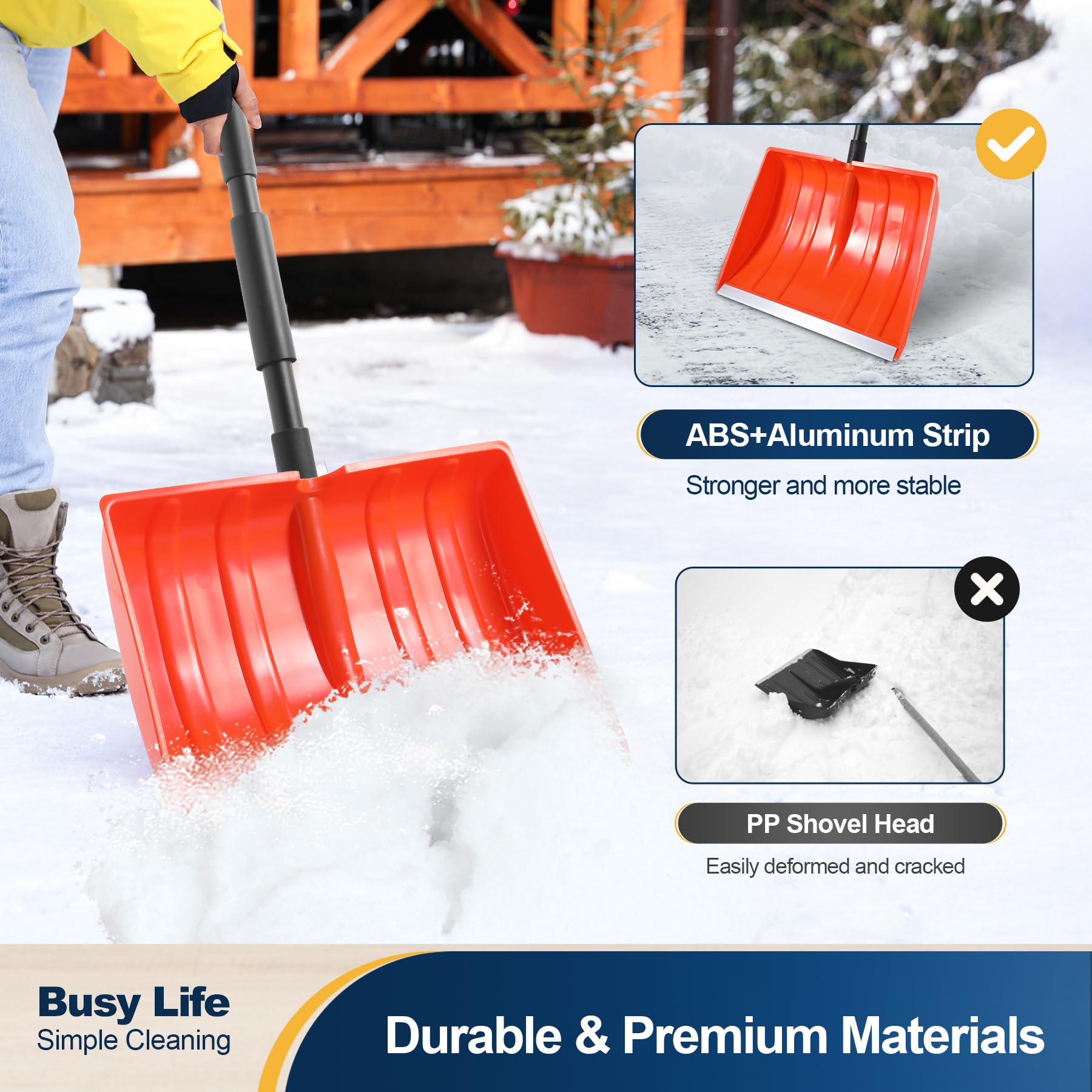 Large-capacity blade covers more snow per pass.